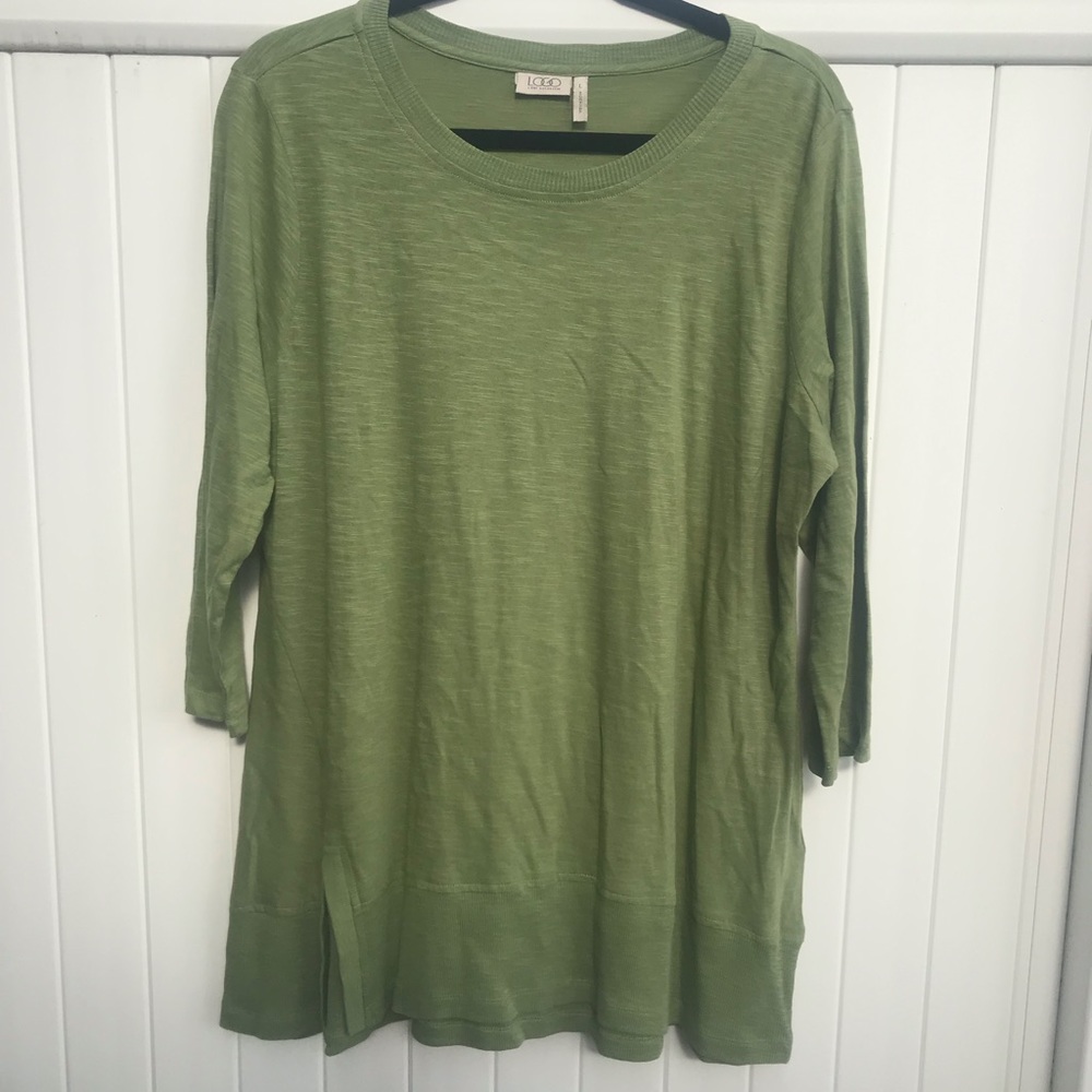 LOGO by Lori Goldstein Green Tunic Top
